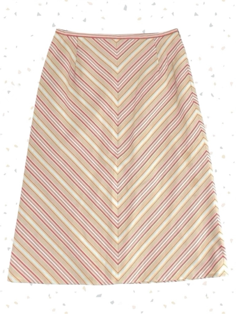 ICB Japanese Skirt Chevron Striped Neutral Salmon Pink Corporate Office Size 2